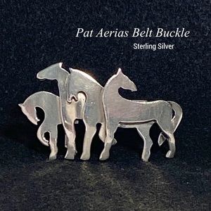 Signed-Pat Areias Equestrian Sterling Silver Horse Belt Buckle